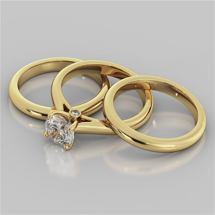 Lab grown Diamond Round Cut Cathedral Engagement Ring With Accents