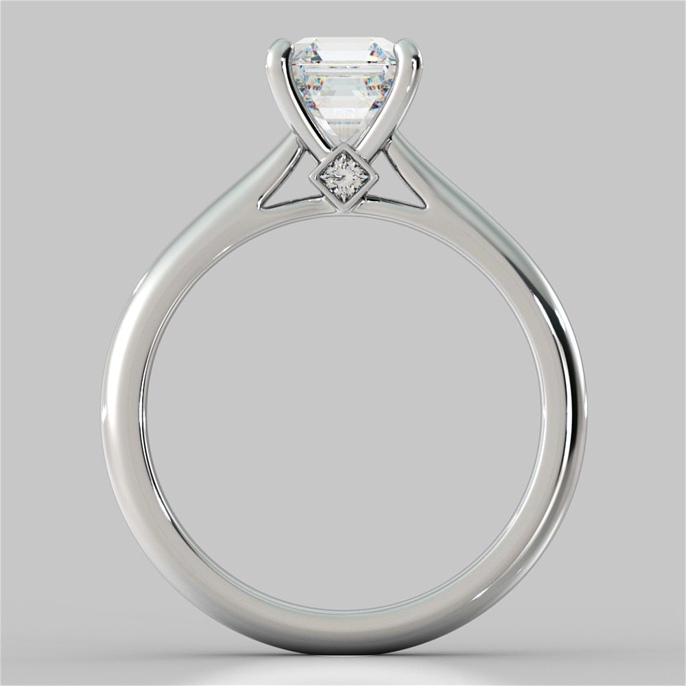 Asscher Cut Cathedral Engagement Ring With Accents