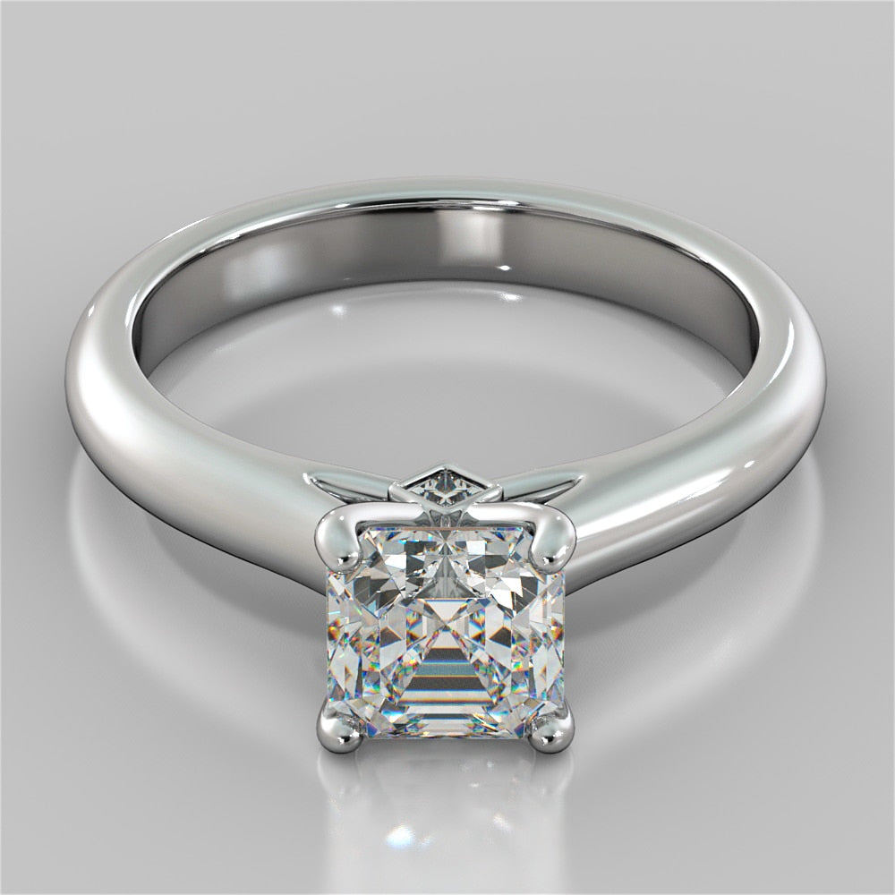 Asscher Cut Cathedral Engagement Ring With Accents
