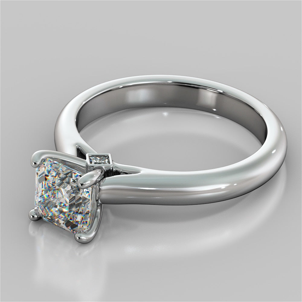 Asscher Cut Cathedral Wedding Set With 2 Matching Bands