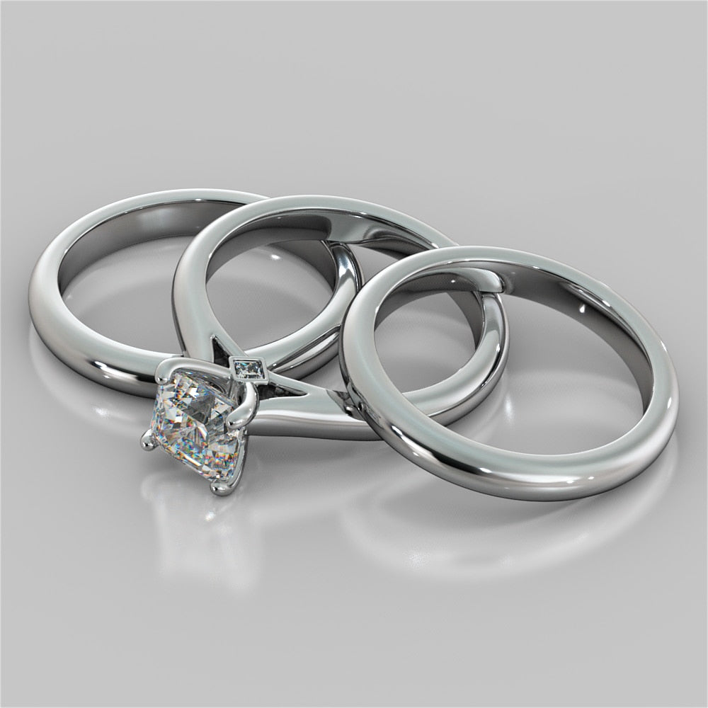 Asscher Cut Cathedral Engagement Ring With Accents