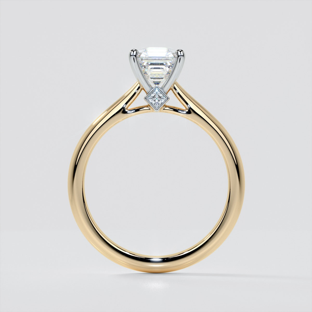 Asscher Cut Cathedral Engagement Ring With Accents