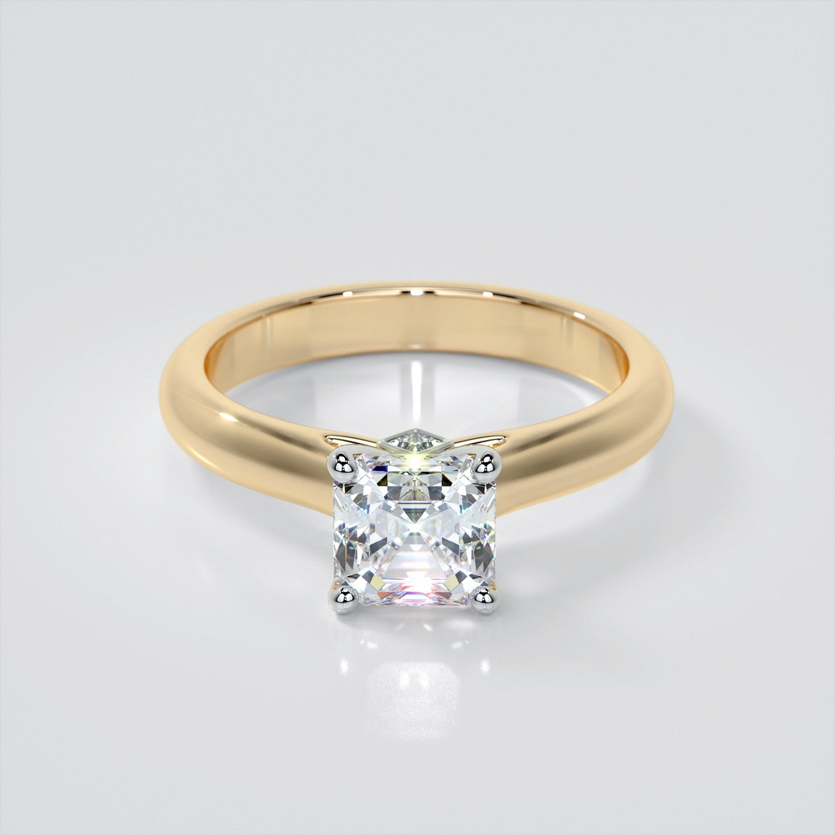 Asscher Cut Cathedral Engagement Ring With Accents