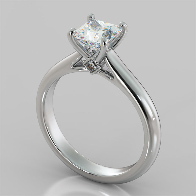 Lab Grown Diamond Princess Cut Cathedral Engagement Ring With Accents