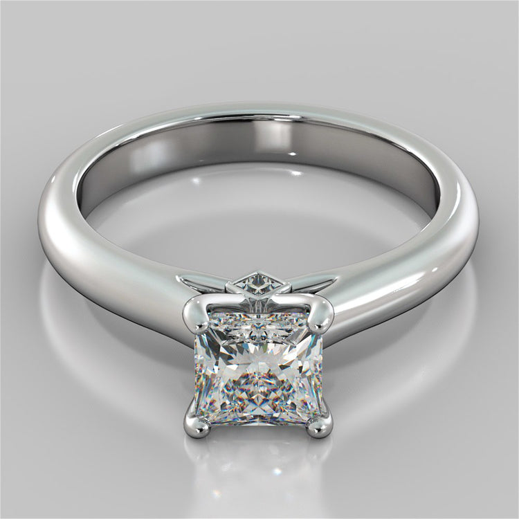 Lab Grown Diamond Princess Cut Cathedral Engagement Ring With Accents