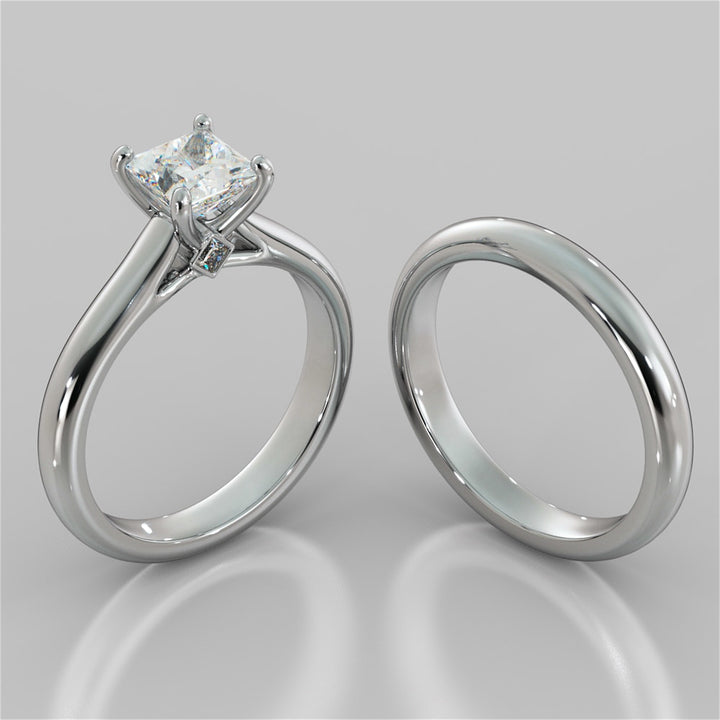 Princess Cut Cathedral Wedding Set With Accents