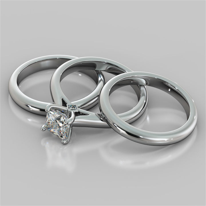 Princess Cut Cathedral Wedding Set With Accents