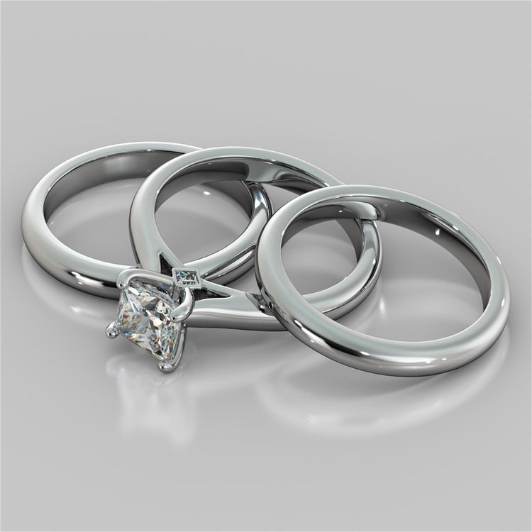 Princess Cut Cathedral Engagement Ring With Accents