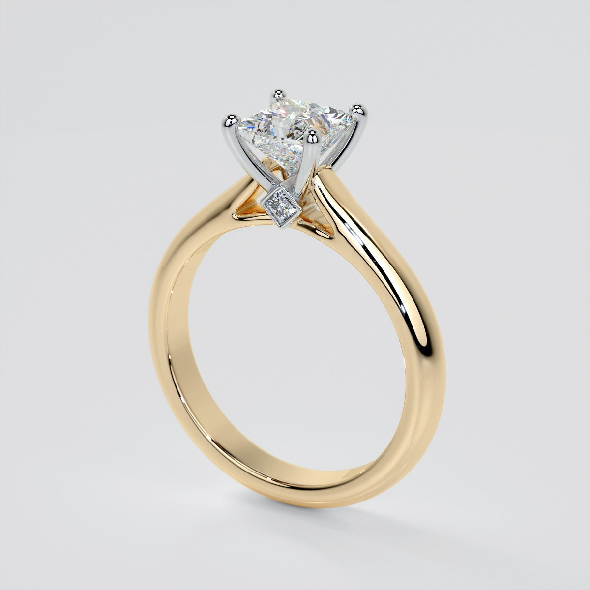 Princess Cut Cathedral Engagement Ring With Accents