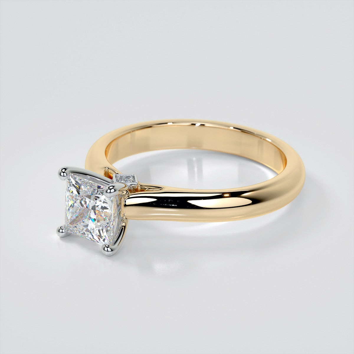 Lab Grown Diamond Princess Cut Cathedral Engagement Ring With Accents