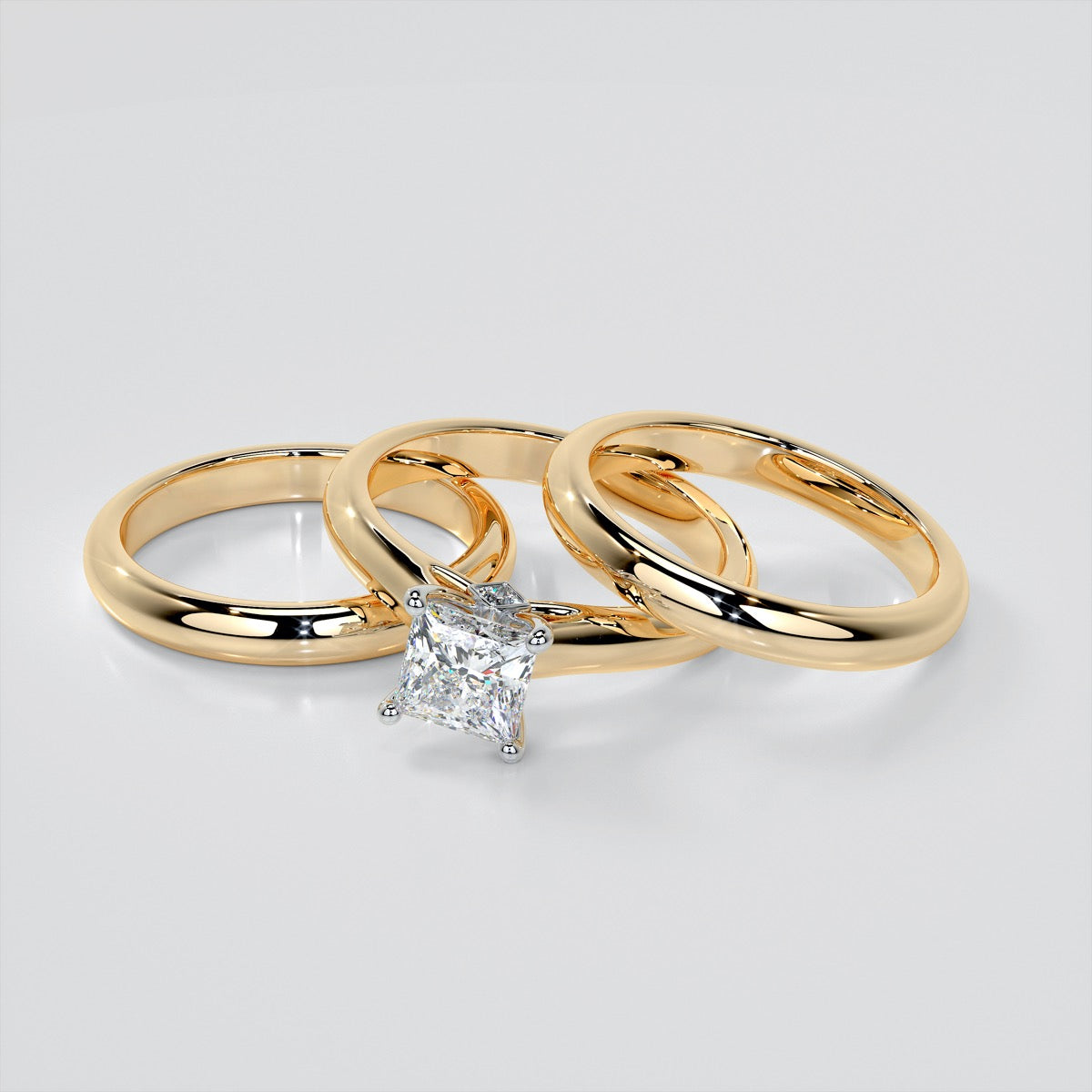 Lab Grown Diamond Princess Cut Cathedral Engagement Ring With Accents