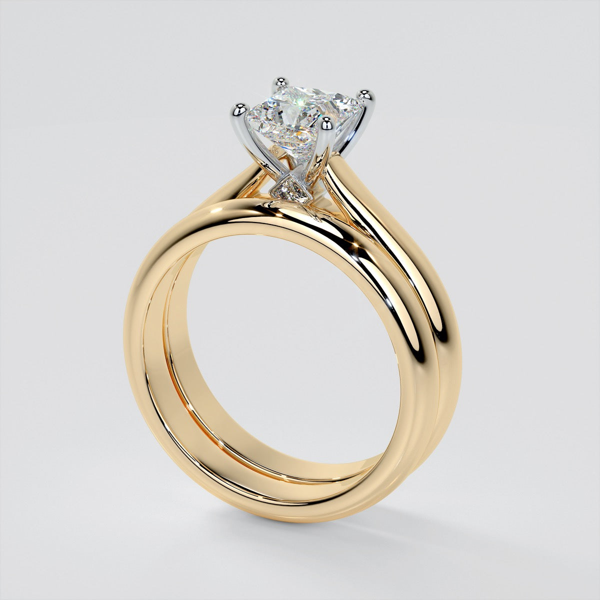Princess Cut Cathedral Engagement Ring With Accents