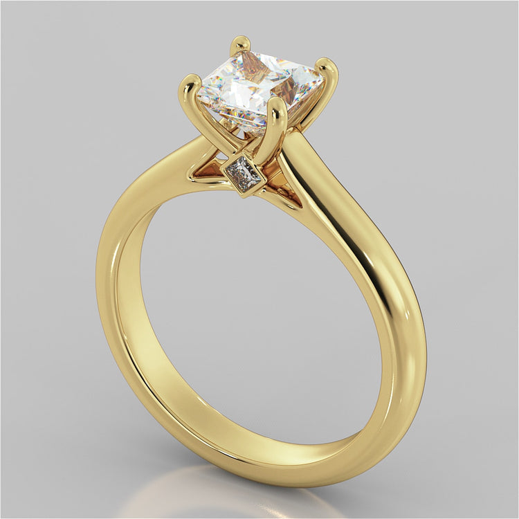 Lab Grown Diamond Princess Cut Cathedral Engagement Ring With Accents