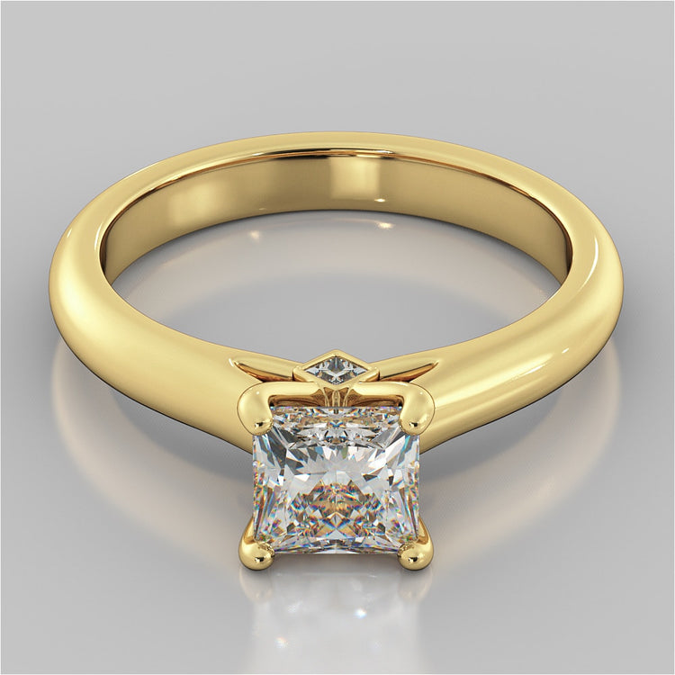 Lab Grown Diamond Princess Cut Cathedral Engagement Ring With Accents