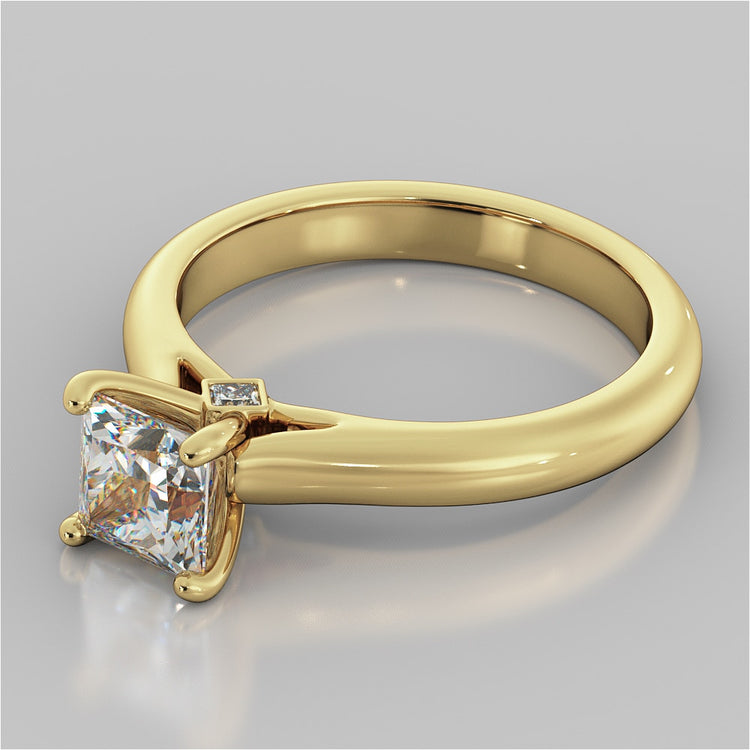 Lab Grown Diamond Princess Cut Cathedral Engagement Ring With Accents