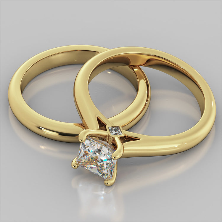 Princess Cut Cathedral Engagement Ring With Accents