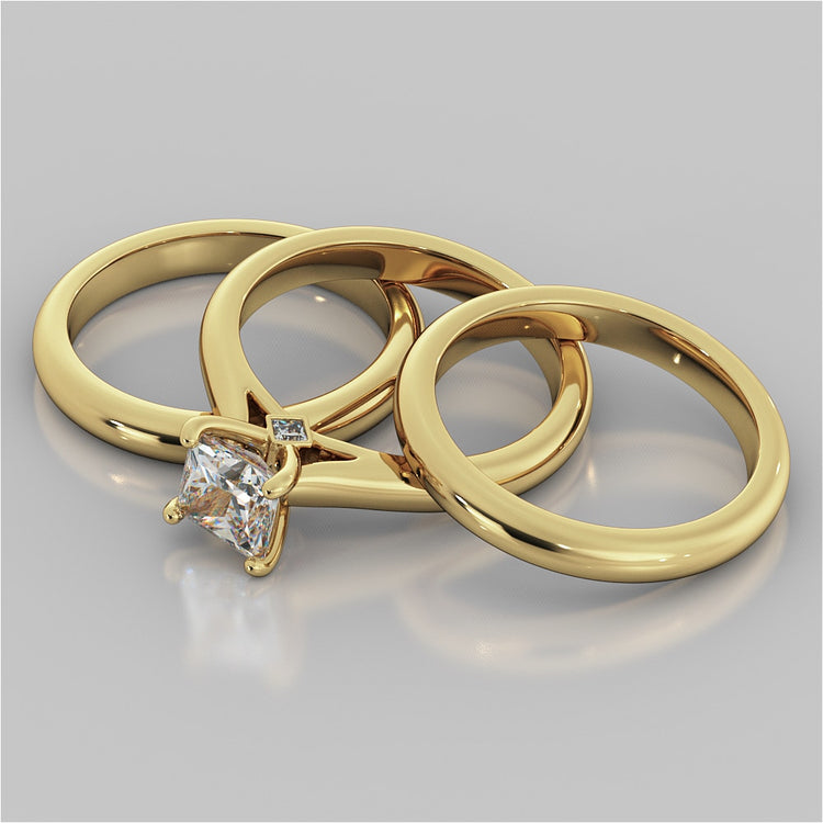 Princess Cut Cathedral Engagement Ring With Accents