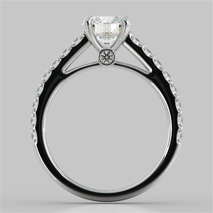 Round Cut Accented Cathedral Style Wedding Set With 2 Matching bands