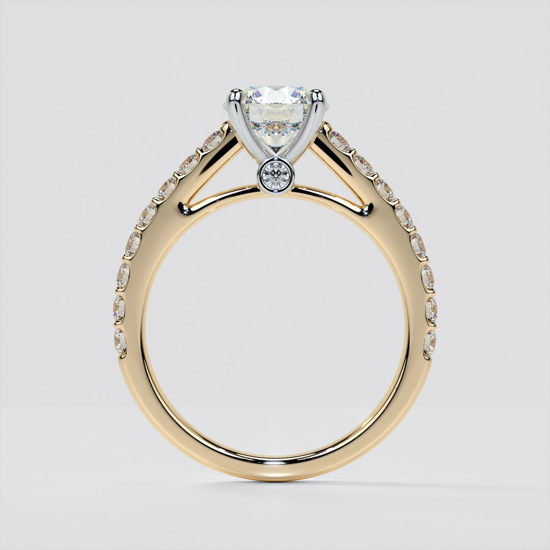 Round Cut Cathedral Style Wedding Set With Side Accents