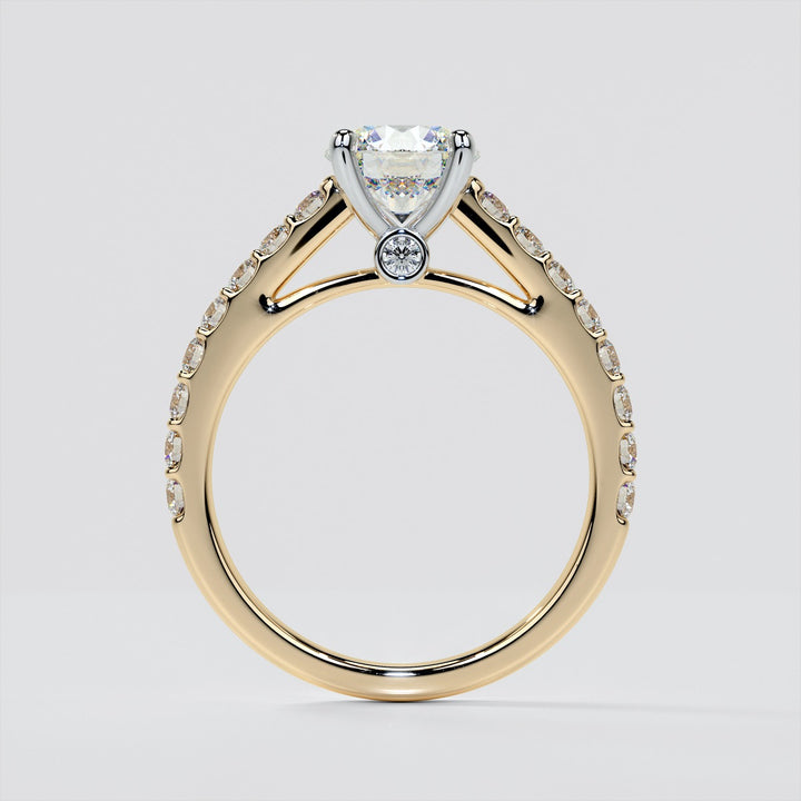 Round Cut Cathedral Style Wedding Set With Side Accents