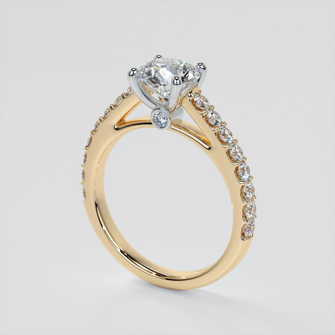 Round Cut Cathedral Style Wedding Set With Side Accents