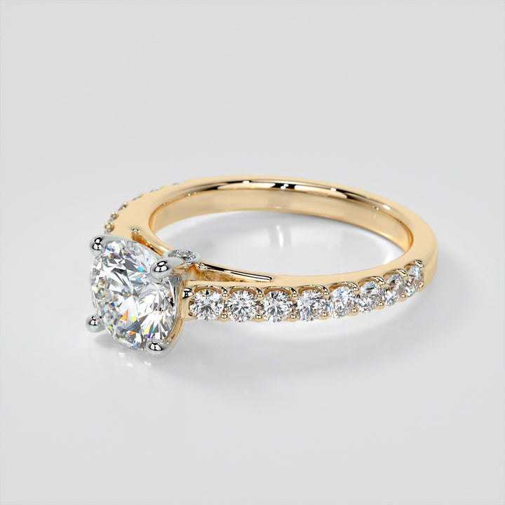 Round Cut Cathedral Style Wedding Set With Side Accents