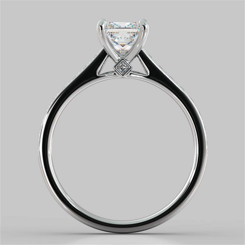 Princess Cut Accented Cathedral Wedding Set