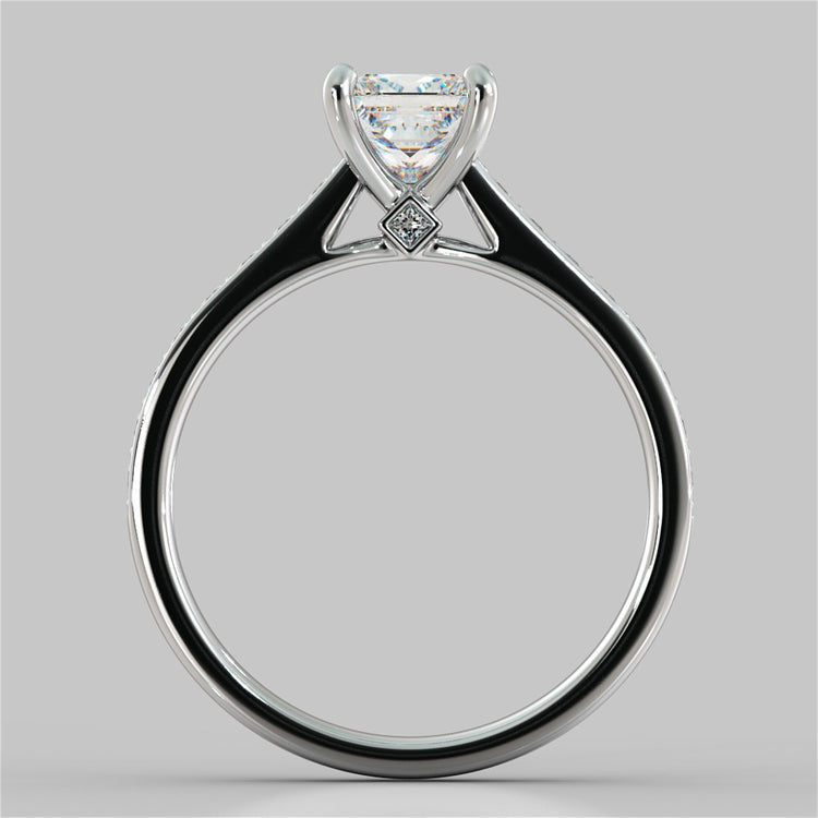 Princess Cut Accented Cathedral Engagement Ring