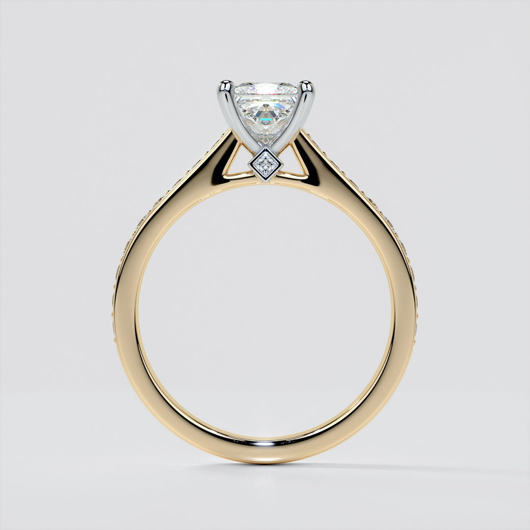 Princess Cut Accented Cathedral Engagement Ring