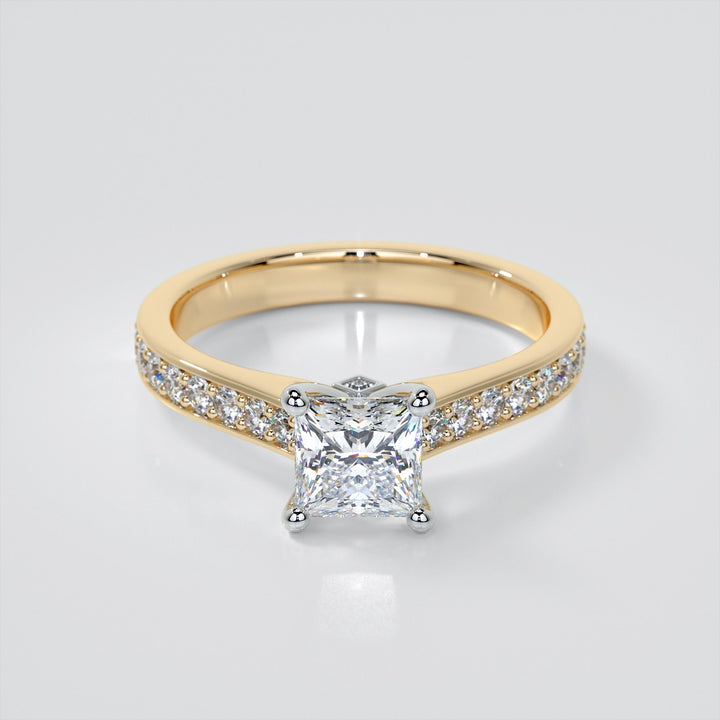 Princess Cut Accented Cathedral Wedding Set