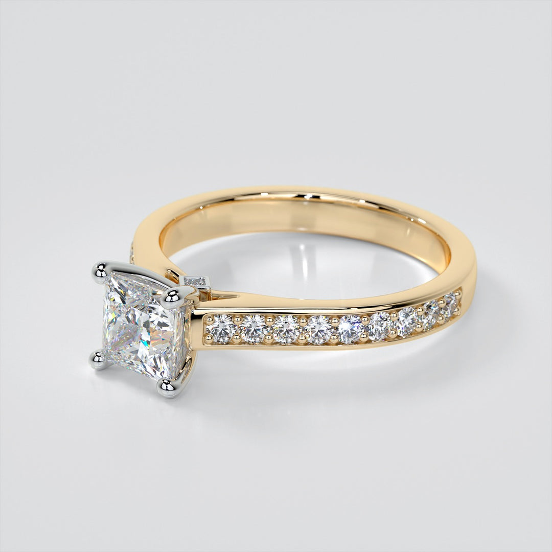 Princess Cut Accented Cathedral Engagement Ring