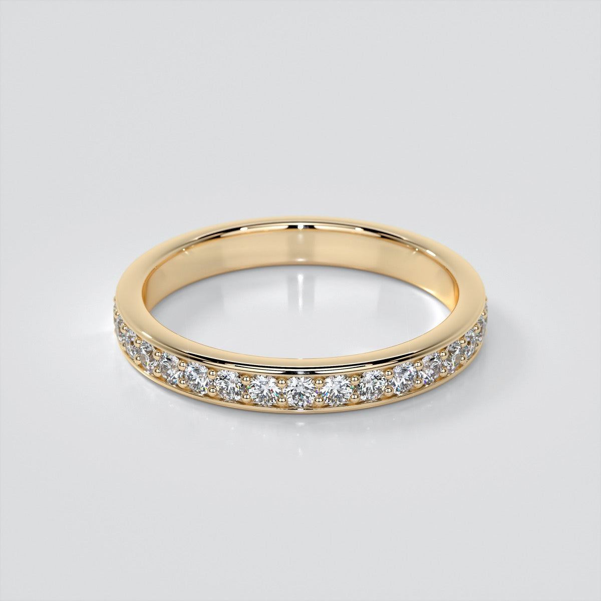 Round Cut Wedding Band With Channel Accents