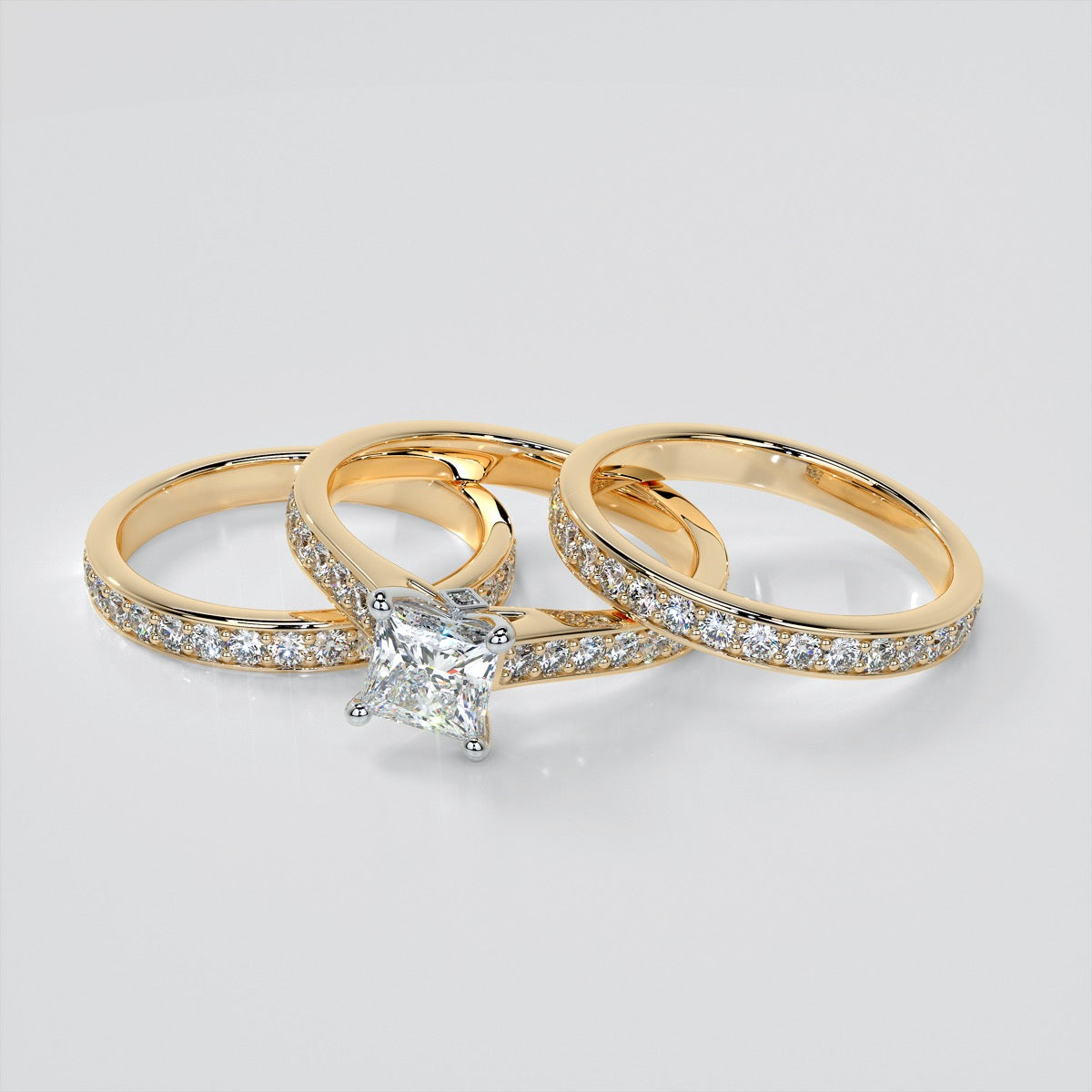 2.5Ct Princess Cut Lab Grown Diamond Engagement Ring  With Accents