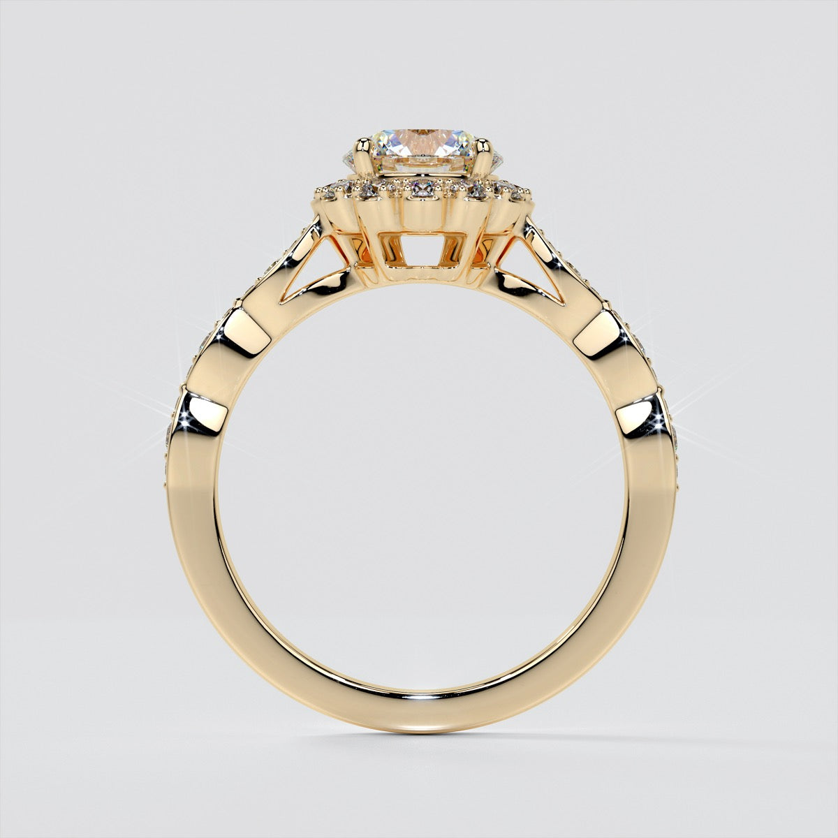 Lab Grown Diamond Round Cut Flower Design Engagement Ring