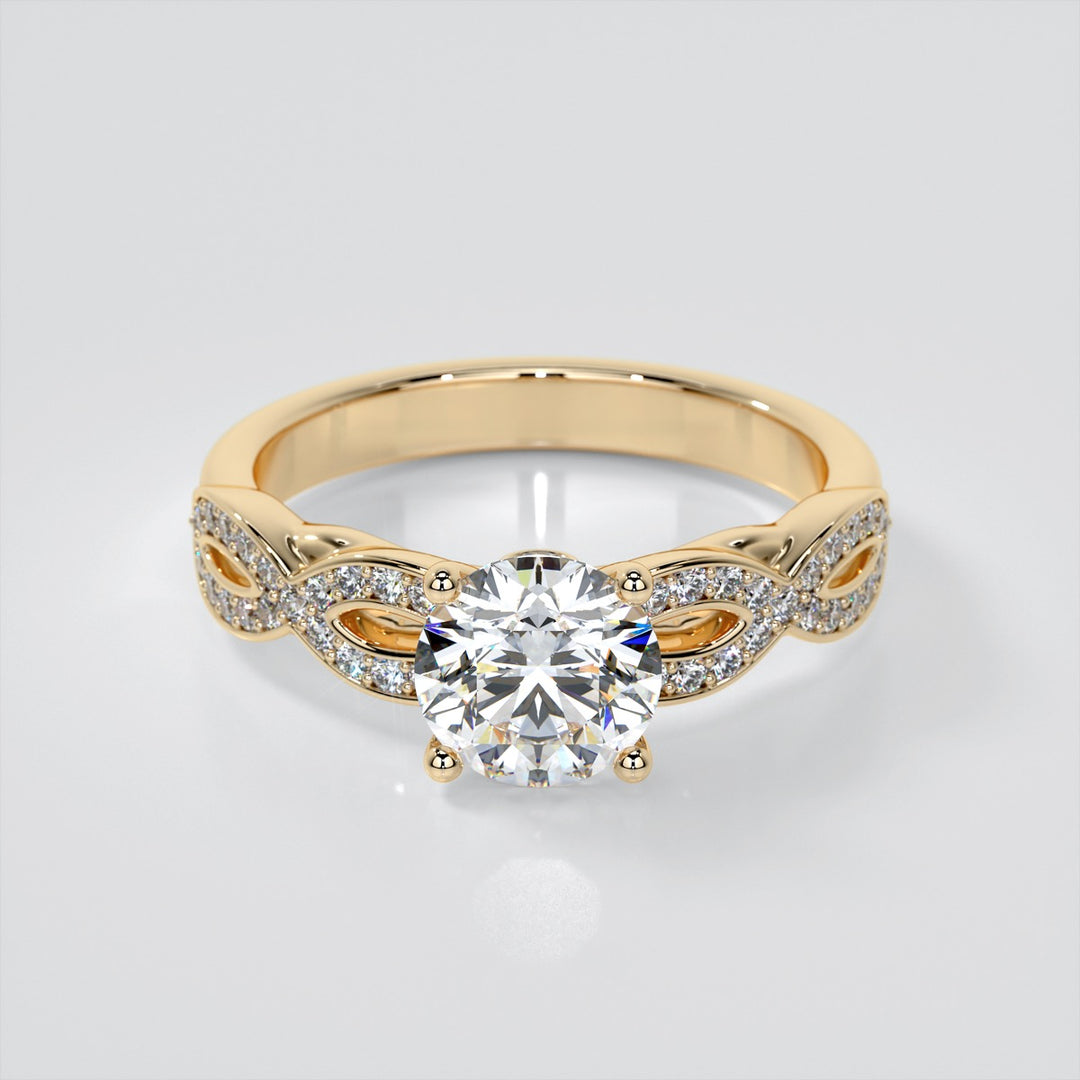 Round Cut Infinity Design Wedding Set With 2 Matching Bands