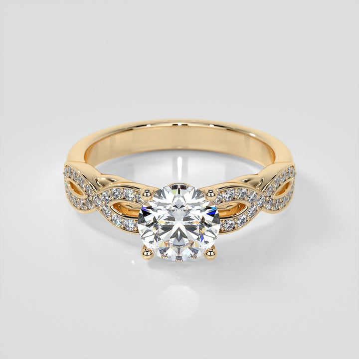 Round Cut Infinity Design Wedding Set With 2 Matching Bands