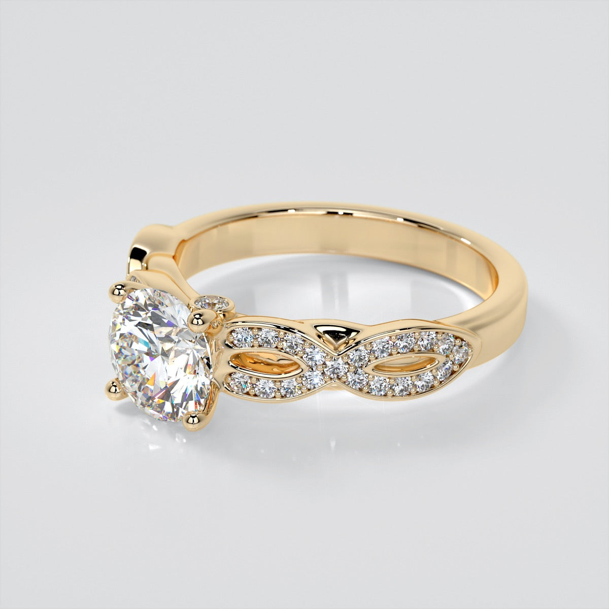 Round Cut Infinity Design Engagement Ring