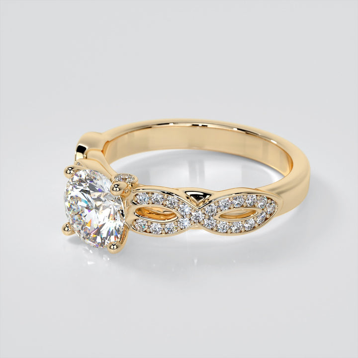 Round Cut Infinity Design Wedding Set With 2 Matching Bands