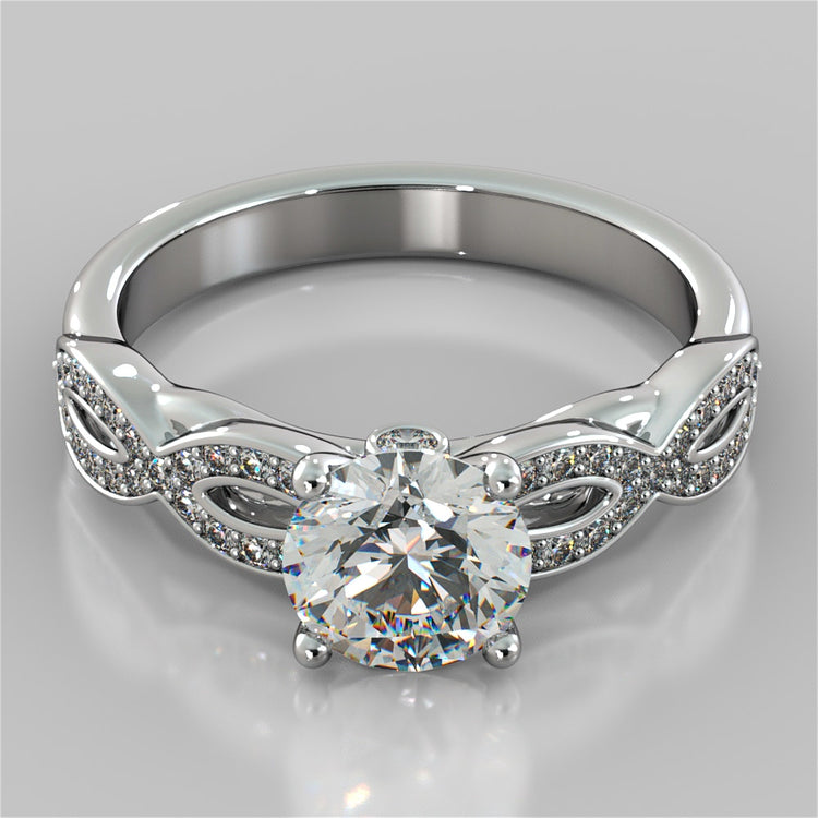 Round Cut Infinity Design Wedding Set With Accents