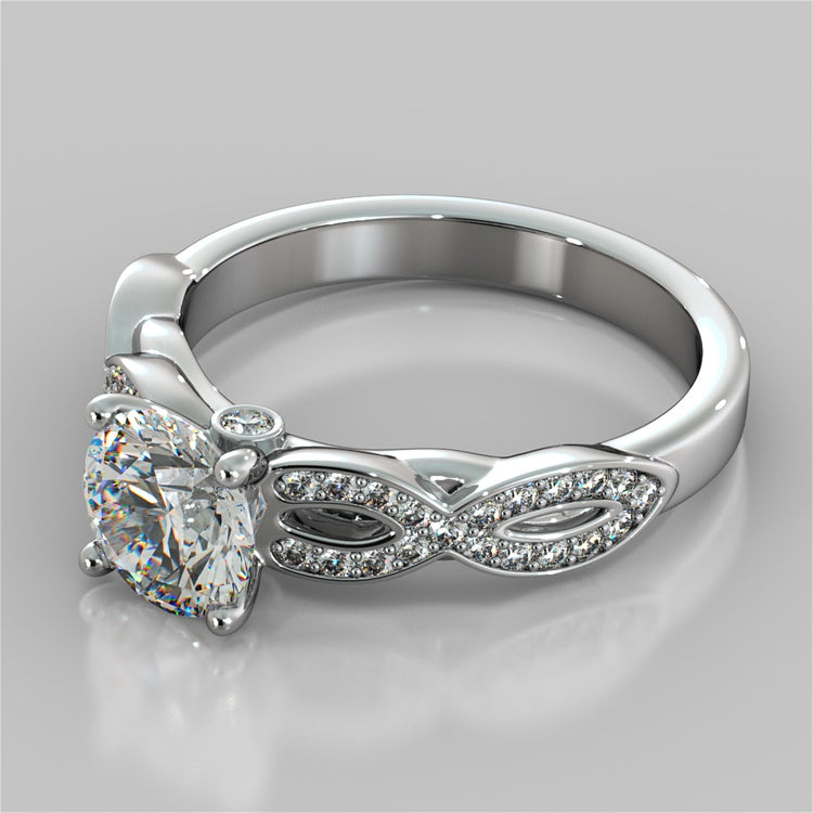 Round Cut Infinity Design Wedding Set With Accents