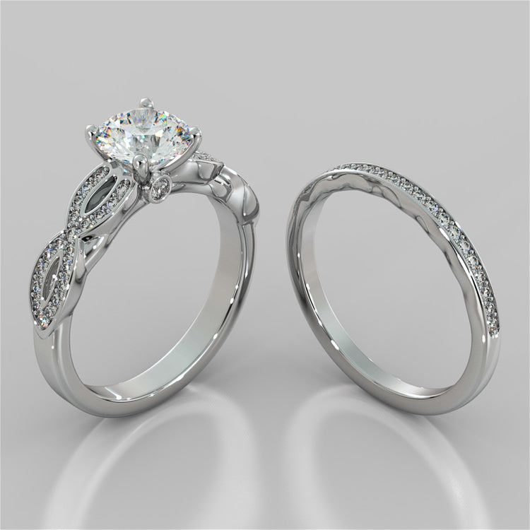 Round Cut Infinity Design Wedding Set With Accents