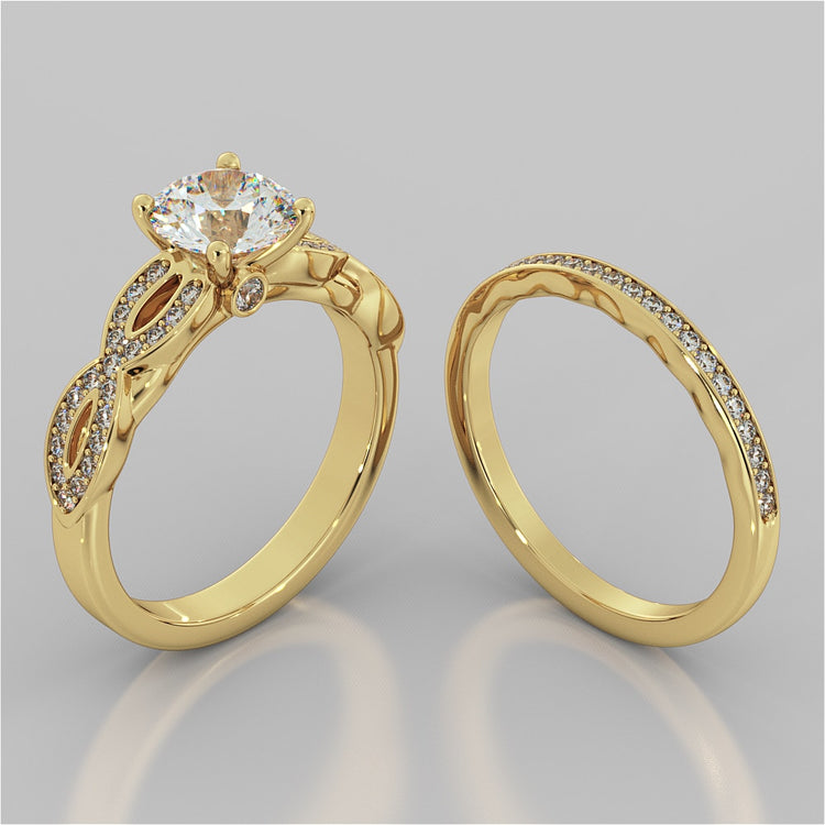 Round Cut Infinity Design Wedding Set With Accents