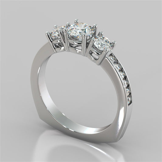 Lab Grown Diamond Round Cut Euro Style Engagement Ring With Accents