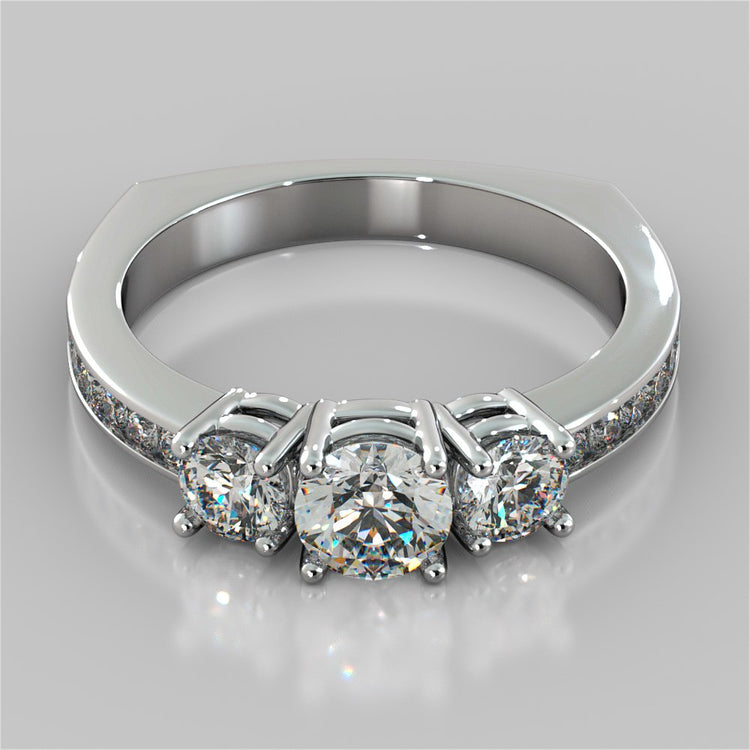 Lab Grown Diamond Round Cut Euro Style Engagement Ring With Accents