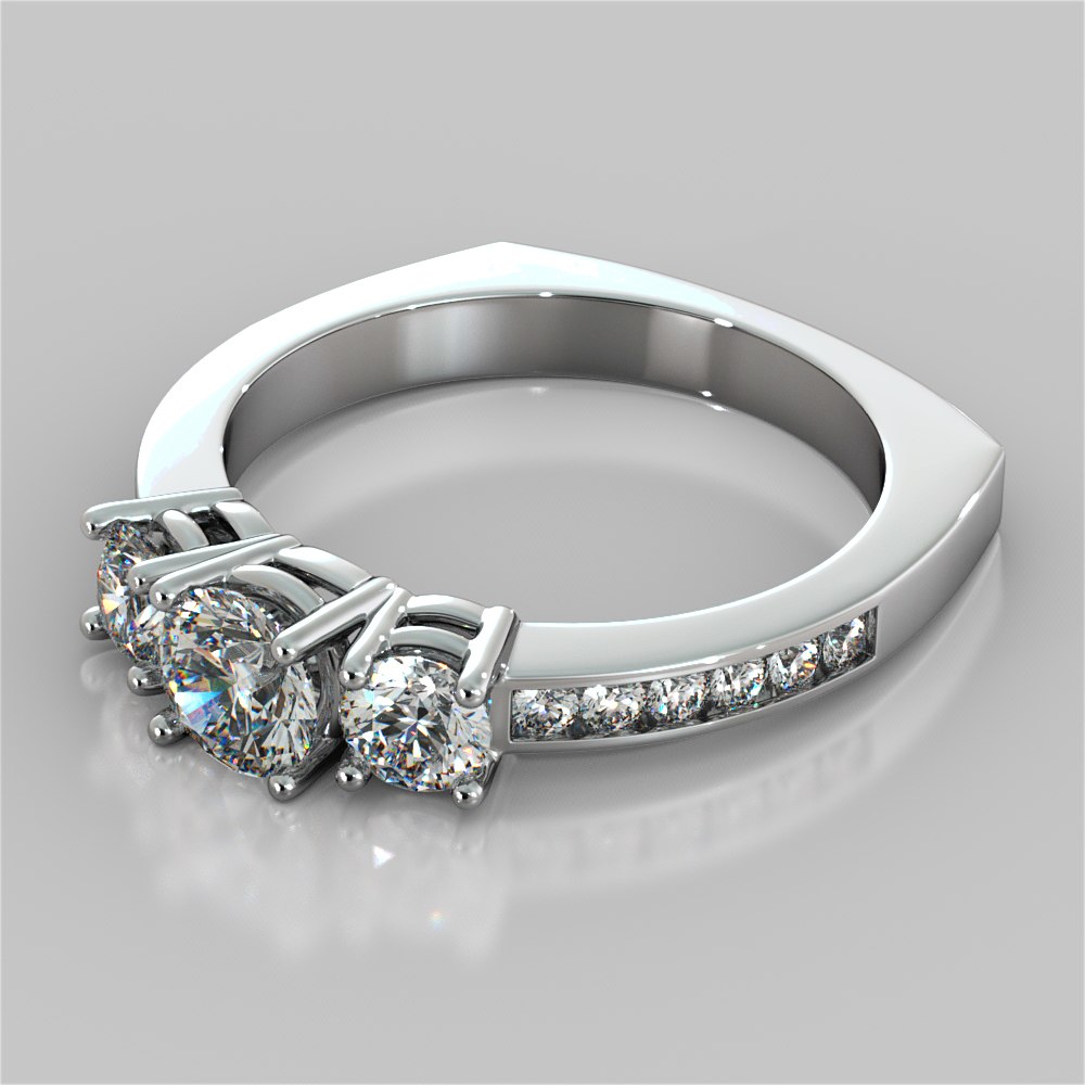 Round Cut Euro Style Engagement Ring With Accents