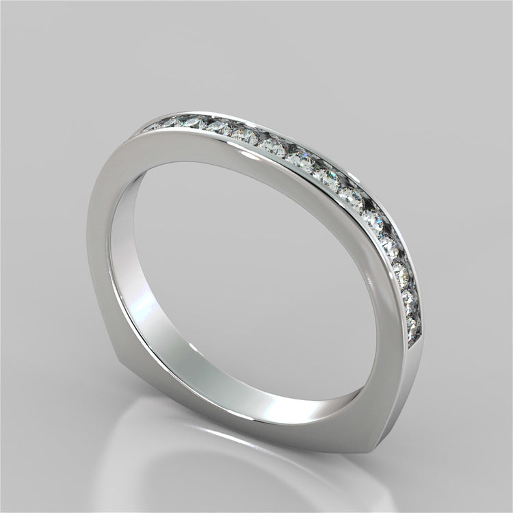 Round Cut Euro Style Three-Stone Wedding Set With 2 Matching Bands