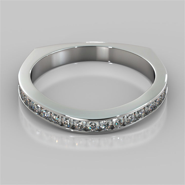 Round Cut Euro Style Three-Stone Wedding Set With 2 Matching Bands