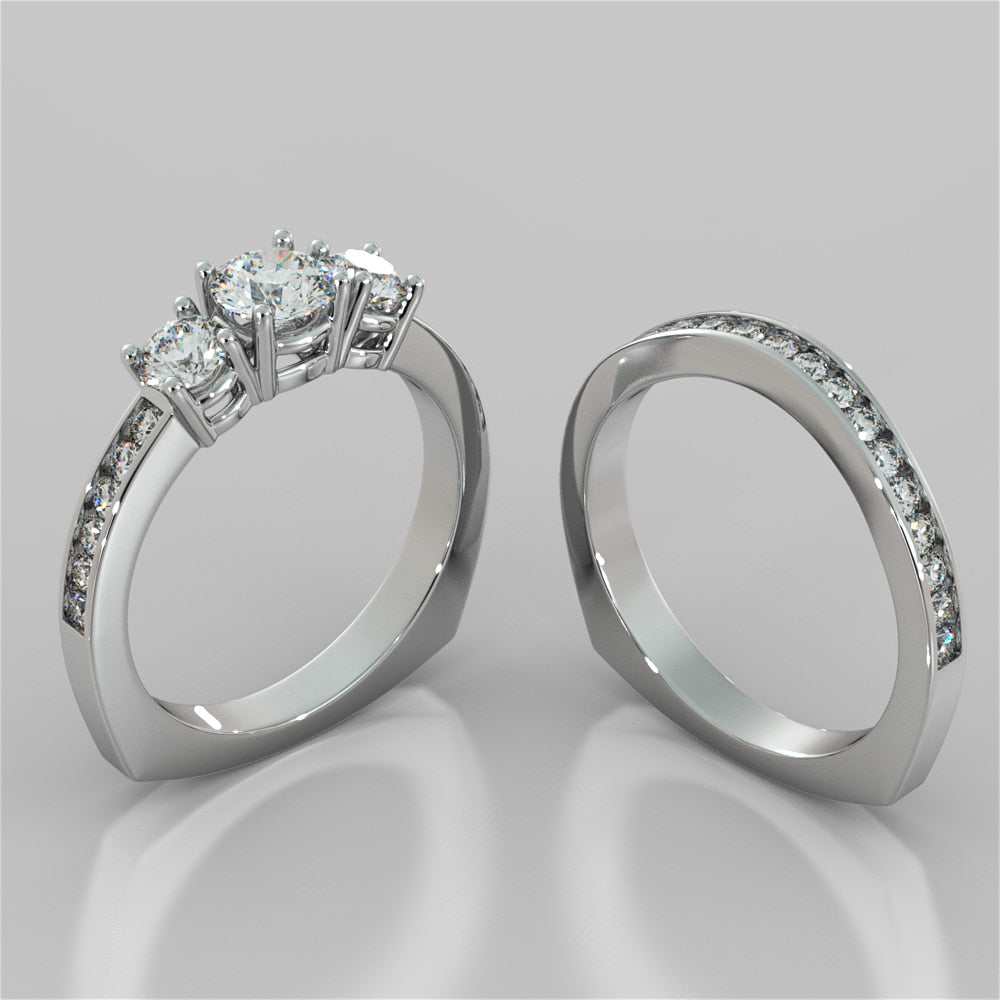 Round Cut Euro Style Engagement Ring With Accents