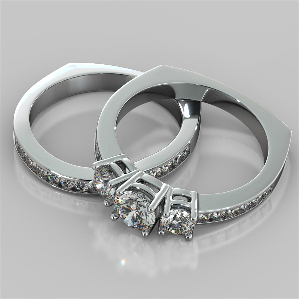Round Cut Euro Style Engagement Ring With Accents