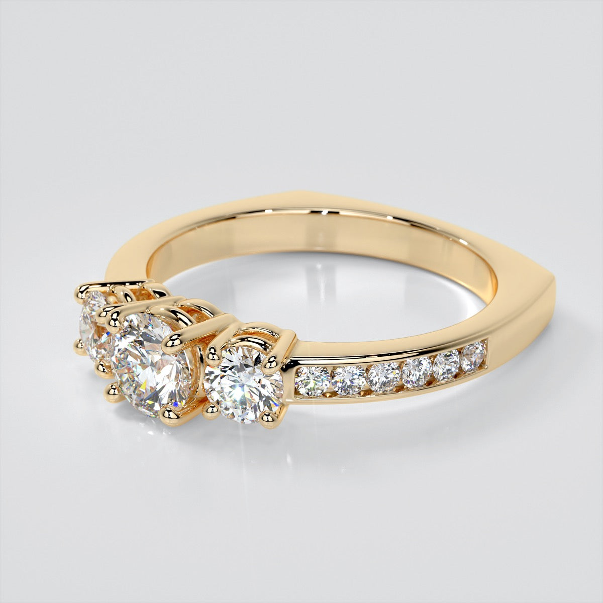 Round Cut Euro Style Engagement Ring With Accents